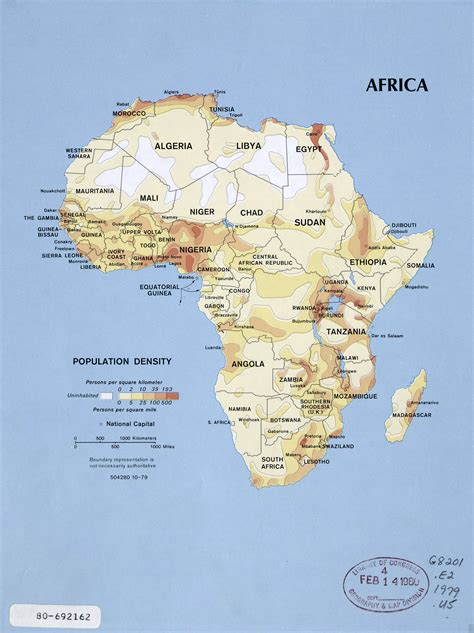 Large Detailed Population Density Map Of Africa 1979 Africa