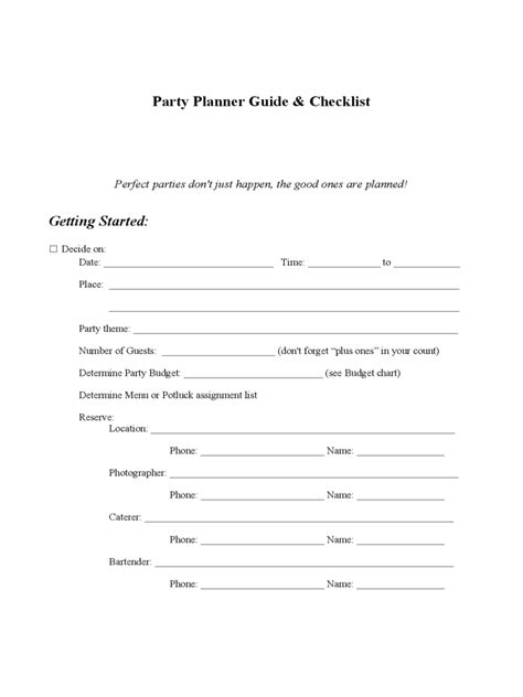 Pass out (or sms) the invitations plan the food and drink make a list decide on party favours yes or no decide on party bags yes or no ask another parent if you need help order the cake if not making. Birthday Party Checklist Template - 3 Free Templates in ...
