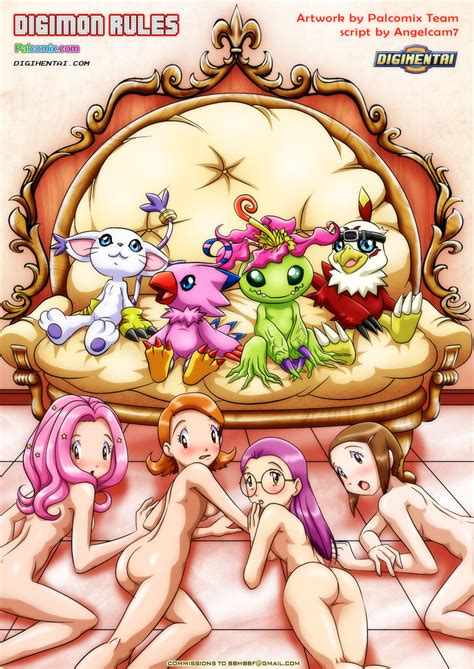 Rule 34 Biyomon Blush Comic Digimon Digimon Species Female Gatomon Hawkmon Hikari Yagami