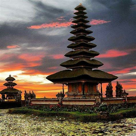 Bali Pura Ulun Danu Bali Temple Views Amazing Painting Temples