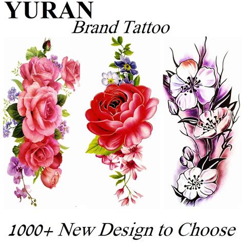 3d sexy flower rose fake large temporary tattoos sticker waterproof tattoo paper for women girls