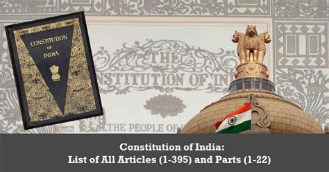 Constitution Of India List Of All Articles 1 395 And Parts 1 22 2022