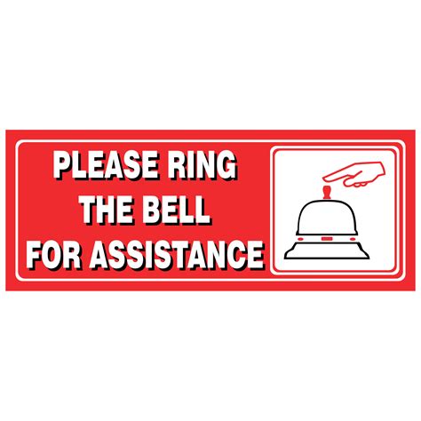 Ring The Bell For Assistance Sign Ring Bell For Assistance Counter