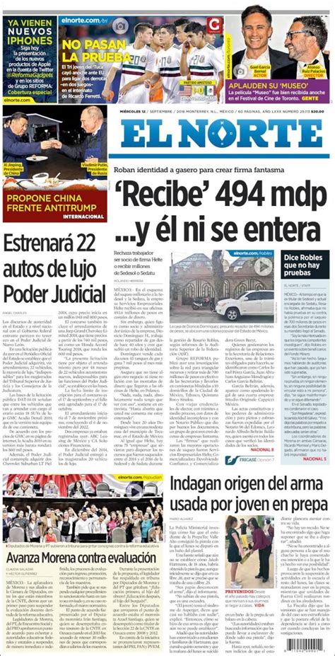 Periódico El Norte México Periódicos De México Edición De Miércoles