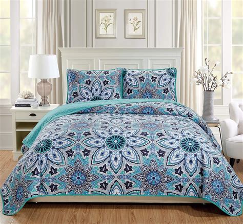 Mk Home 3pc Fullqueen Oversized Quilted Bedspread Coverlet