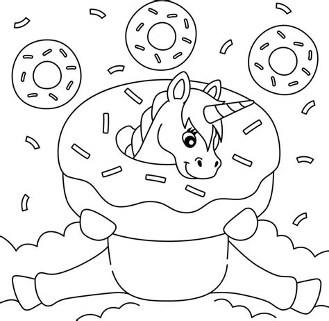 desenho de unicórnio sentado preso em um donut para colorir 5723227