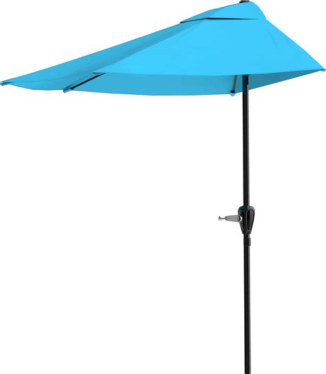 Pure Garden 50 Lg1037 Half Round Patio Umbrella With Easy Crank 9 Ft