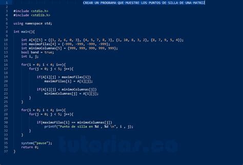 Arrays Turbo C Puntos De Silla De Una Matriz Tutorias Co