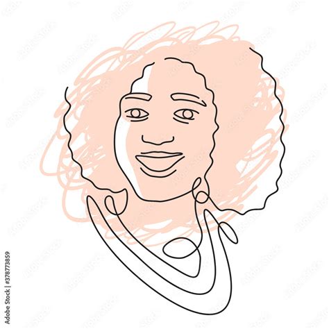 Black Beautiful Woman Face In Single Continious Line Stock Vector