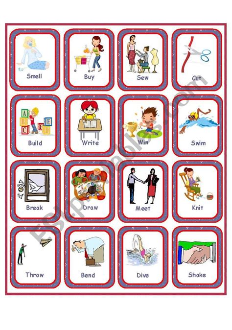 Flashcards Irregular Verbs Set 2 Esl Worksheet By Anna P