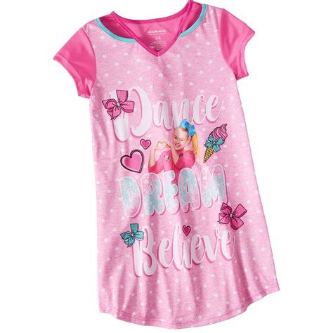 Girls Jojo Siwa Pajama Nightgown Little Girl And Big Girl