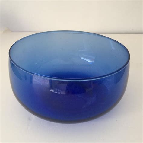 Vintage Blenko Handblown Cobalt Glass Salad Bowl Curved Chairish