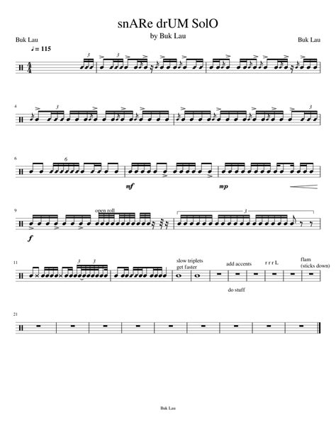 One website i would like to mention is a fantastic resource for drummers offering hundreds of. SnARe drUM SolO sheet music for Percussion download free in PDF or MIDI