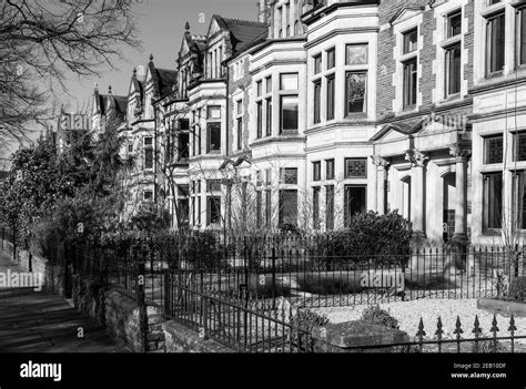 Black And White Photo Of Victorian Townhouses In Cathedral Road