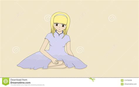 A Beautiful Girl Sitting On The Floor Stock Vector