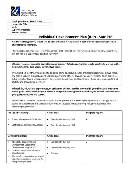 Sample Employee Development Plan Examples The Document Template