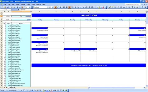 Planning Monthly Calendar Excel Spreadsheet