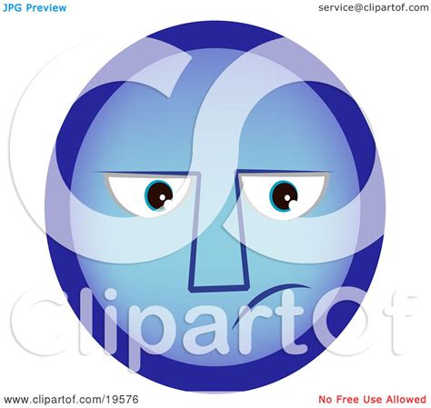 Clipart Illustration Of A Sad Blue Smiley Face With The