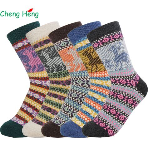Cheng Heng New Womens Rabbit Wool Spring Winter Thick Warm Socks Soft Casual Fashion Bright 5
