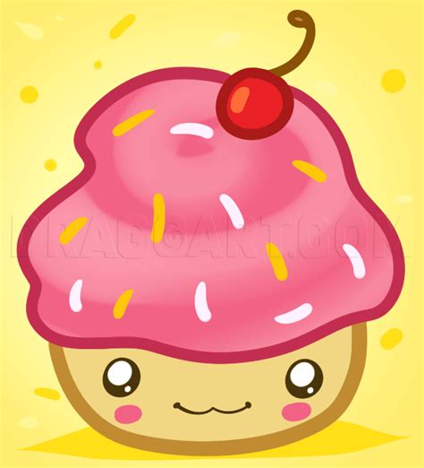 how to draw a kawaii cupcake step by step drawing guide by dawn dragoart