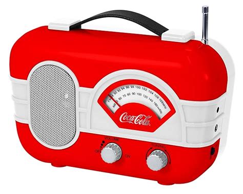 coca cola retro desktop vintage style am fm battery operated radio with auxillary input red