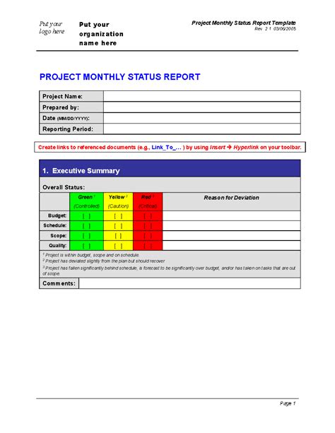 Monthly Progress Report Template Word Pdf Template