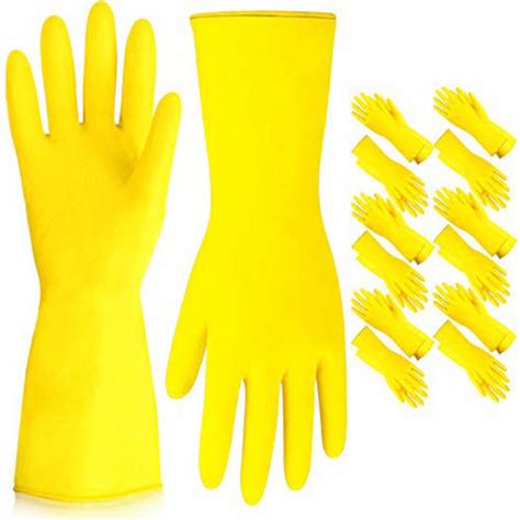GetUSCart Pairs Dishwashing Gloves Inches Large Rubber Gloves Yellow Flock Lined