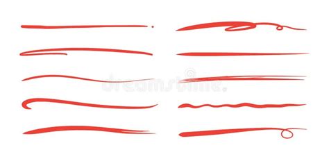 Red Brush Stroke Underline Marker Pen Highlight Stroke Stock Vector