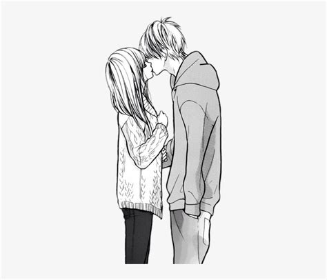 Novios ~ - Anime Girl And Boy Hugging Drawing - 500x644 PNG Download