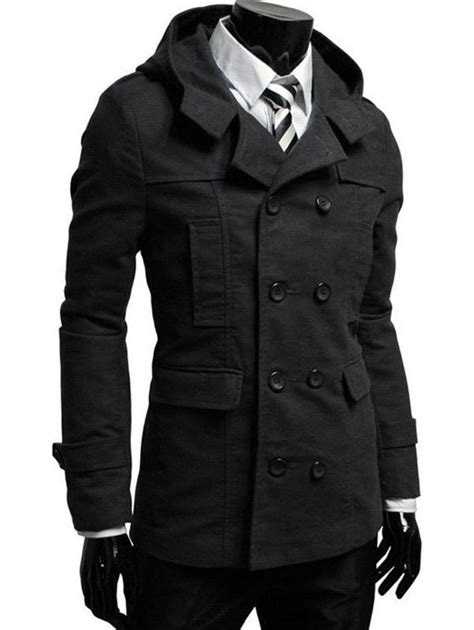 28 Off Double Breasted Hooded Pea Coat Rosegal