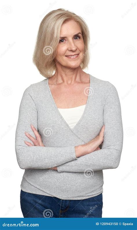 Beautiful Older Blonde Woman Smiling Stock Photo Image Of Elderly