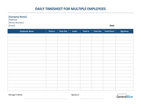 Daily Timesheet For Multiple Employees In Word