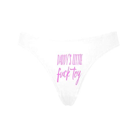 Daddy S Little Fuck Toy Pink White Classic Thong Kinky Cloth