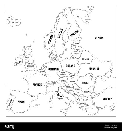 Outline Map Of Europe Simplified Wireframe Map Of Black Lined Borders