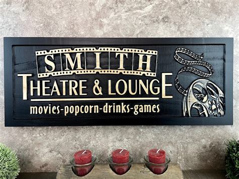 Custom Home Theater Sign Personalized Movie Theater Room Decor Etsy