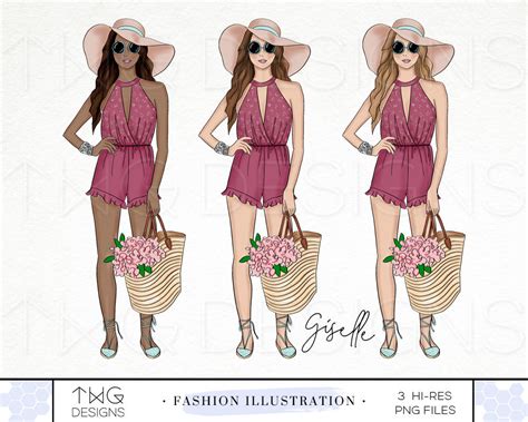 Fashion Illustration Clip Art Watercolor Clipart PNG Outfit Etsy