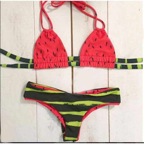 Fresh Watermelon Printing Bikini Set Swimwear Beach Swimsuit