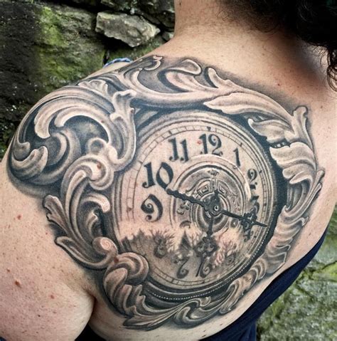 Filigree Clock Shoulder Tattoo By Maximilian Rothert Tattoos Map