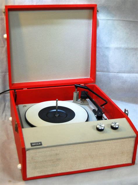 Restored 1960s Vintage Decca Red Cream Portable Record Player Turntable