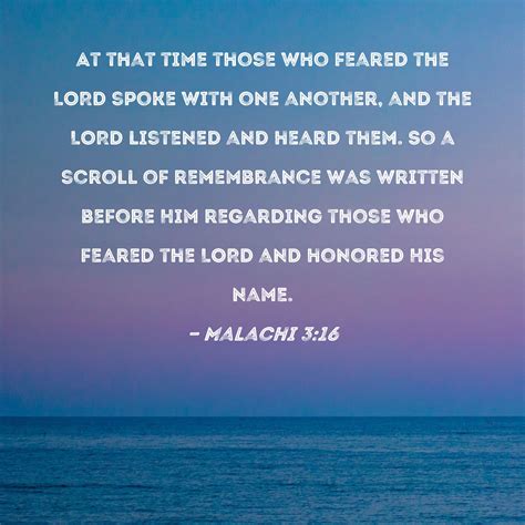 Malachi 316 At That Time Those Who Feared The Lord Spoke With One