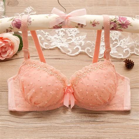 buy solid dot bow cute lace bras comfortable breathable cotton lace bras push