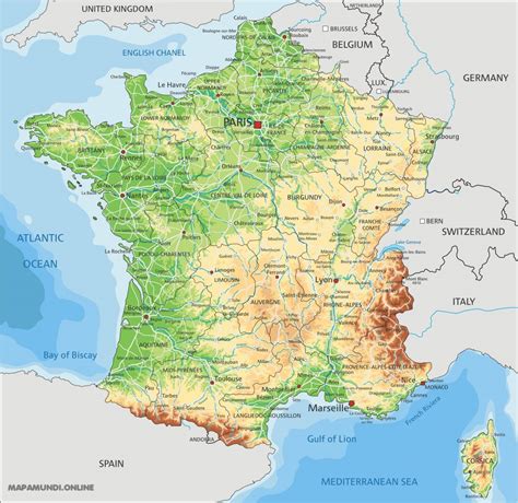 Physical Map Of France United States Map