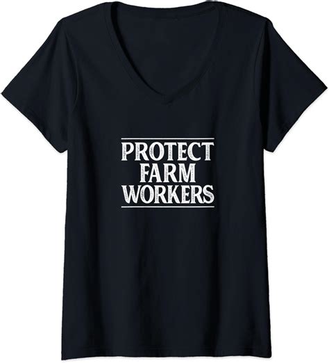 Womens Protect Farm Workers Vintage Style V Neck T