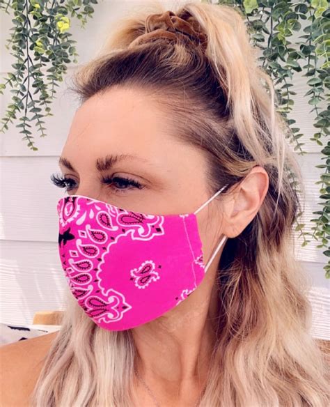 Neon Pink Fabric Face Mask With Filter Pocket Pink Bandana Etsy