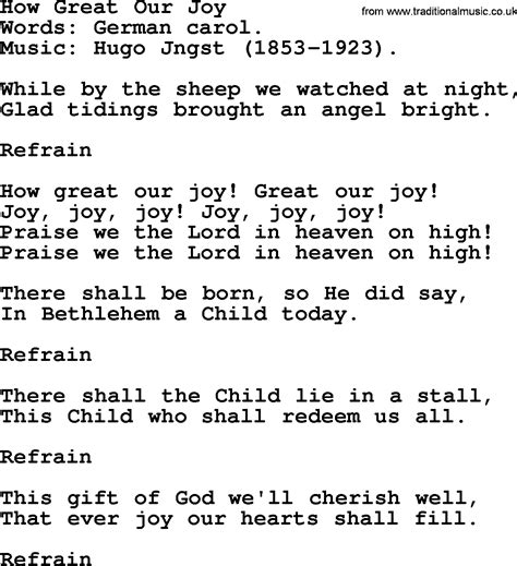 Hymns About Angels Song How Great Our Joy Complete Lyrics And Pdf