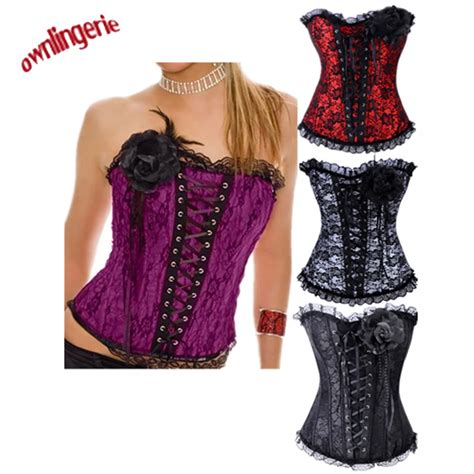 satin bone lace up embroidered corset sexy bustier women corselet corset and bustier corset