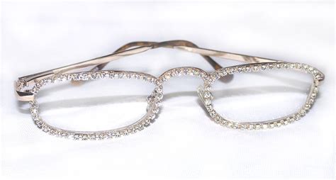 New Rhinestone Crystal Reading Glasses Rectangular Silver Made With Swarovski Crystal