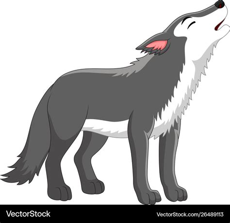 Cartoon Wolf Howling On White Background Vector Image
