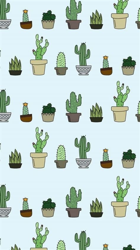 Download Cactus Pattern With Potted Plants On A Blue Background