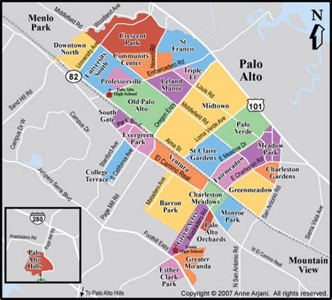 Palo Alto Neighborhoods Map